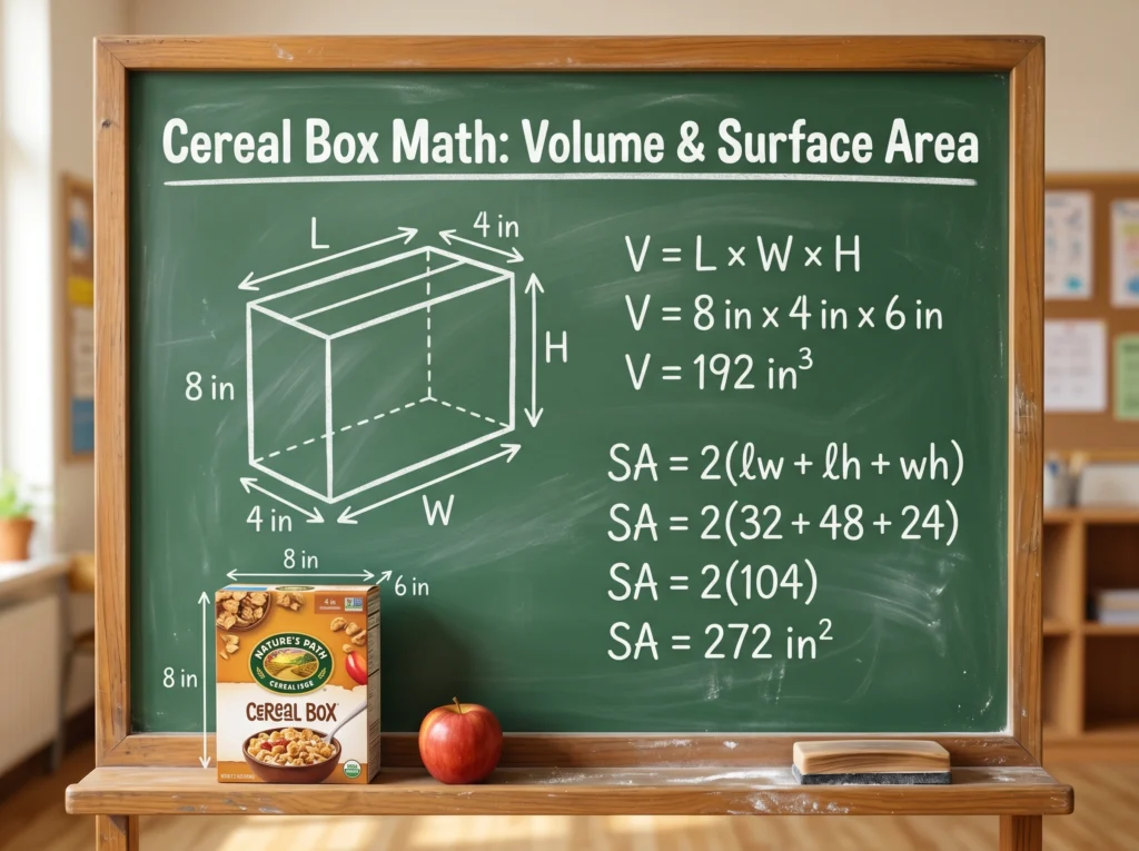 Cereal Box Volume and Surface Area (Math Made Easy)