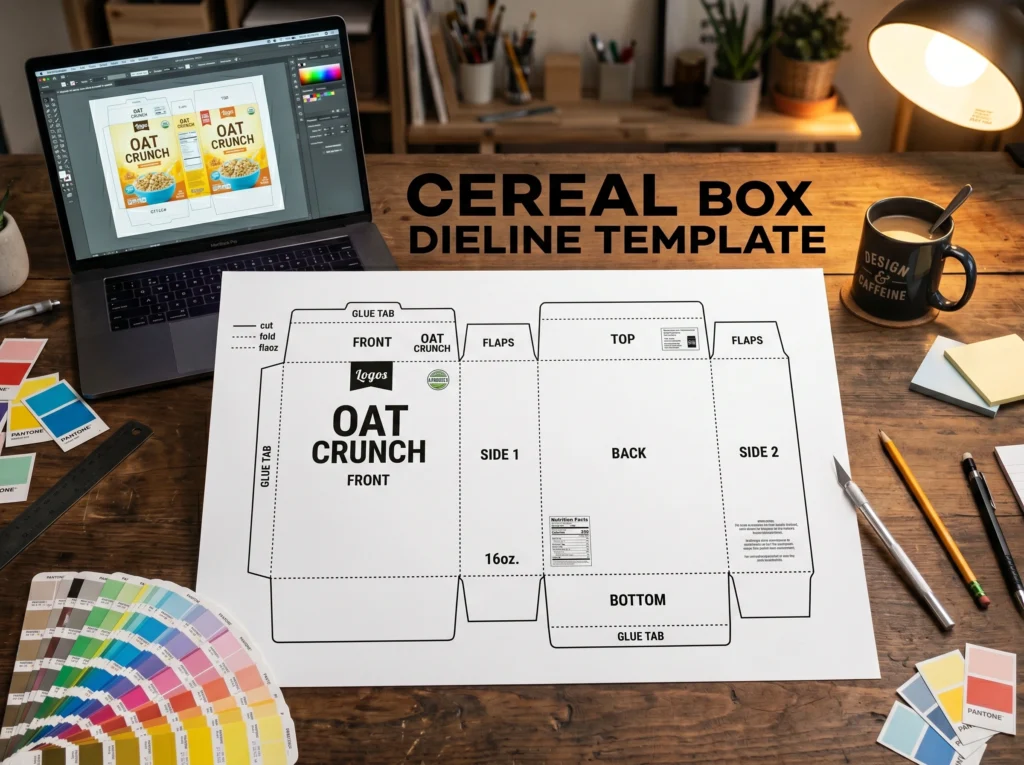 Designing a Cereal Box: Templates and Dielines
