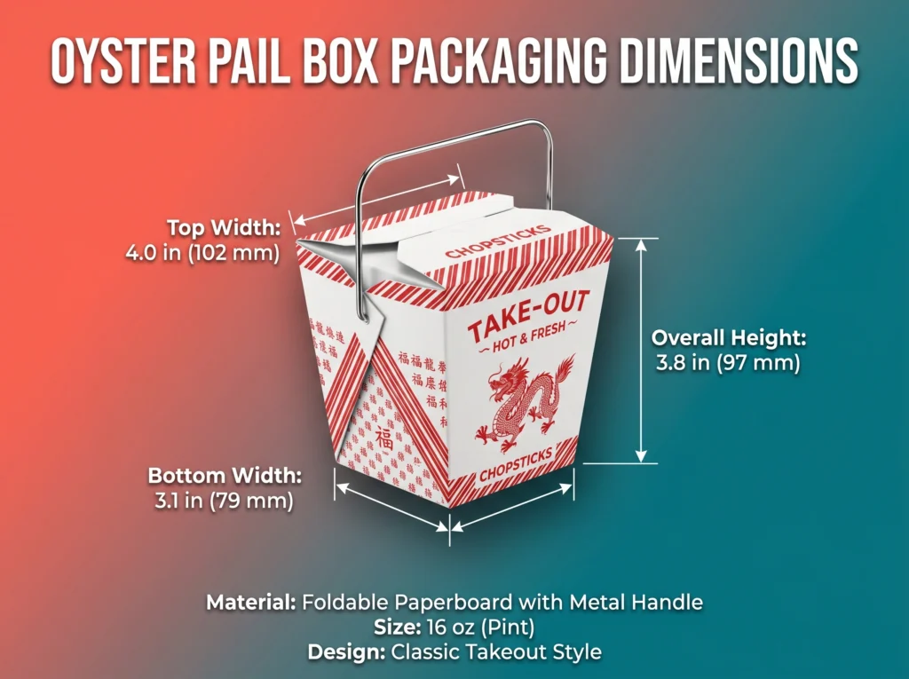 Oyster Pail Box Packaging Dimensions