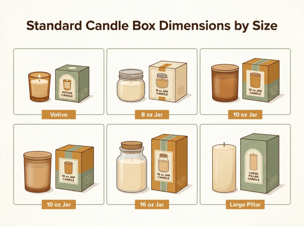 Standard Candle Box Dimensions by Size
