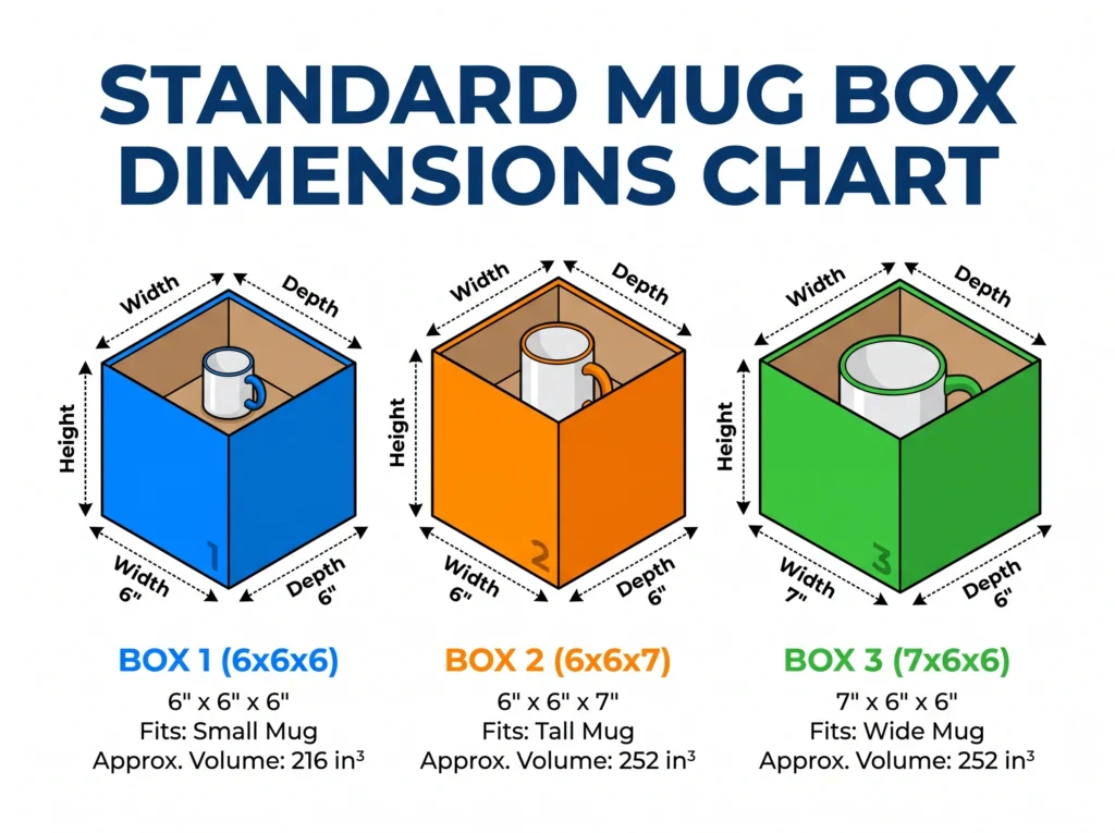 Standard Coffee Mug Box Dimensions Chart
