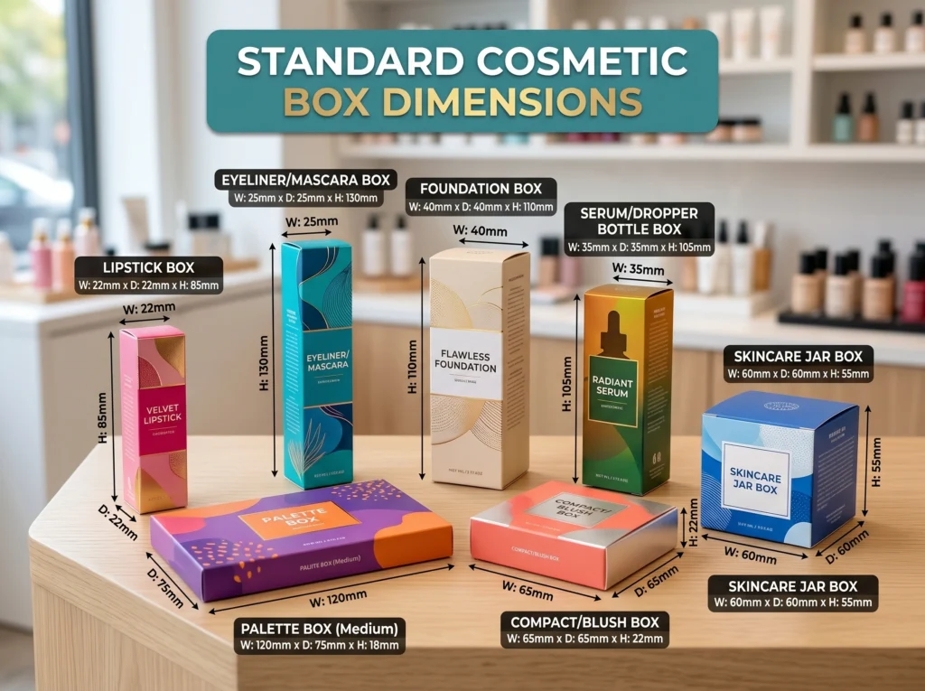 Standard Cosmetic Box Dimensions Chart