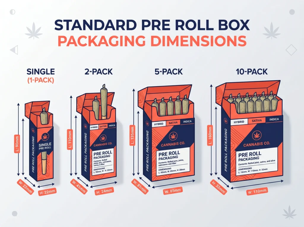 Standard Pre Roll Box Packaging Dimensions