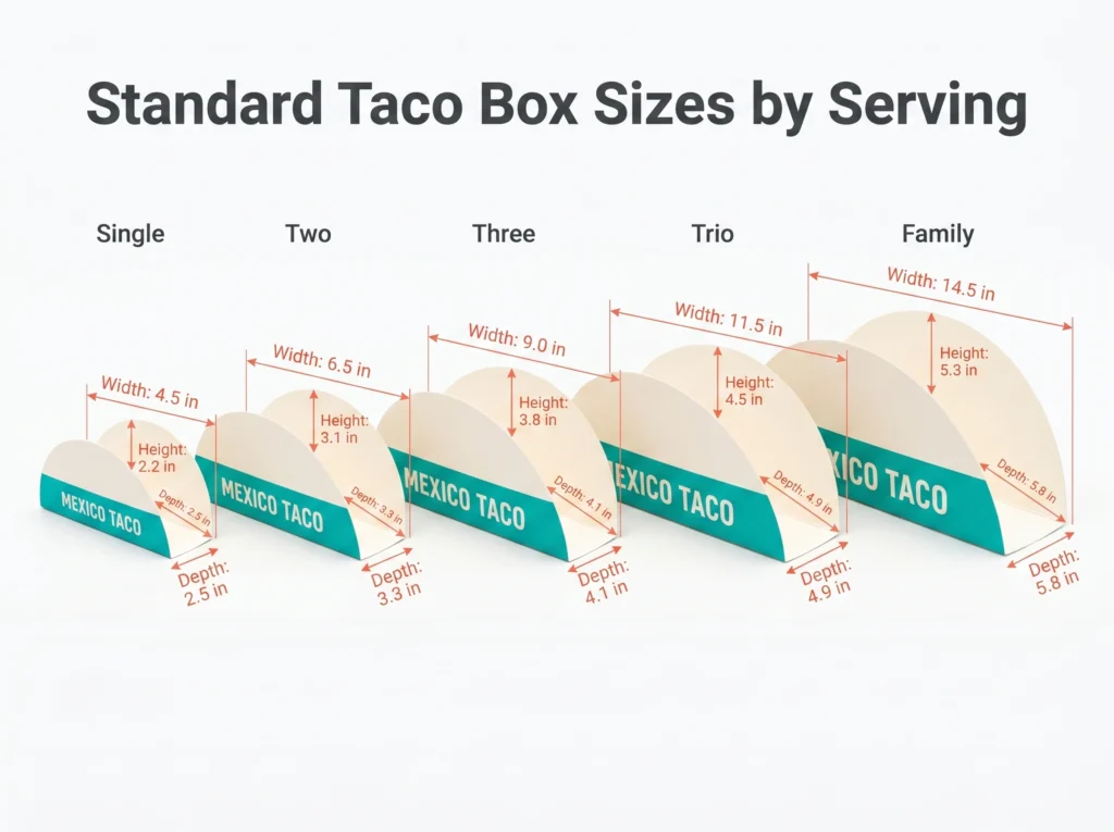 Standard Taco Box Dimensions by Serving Size
