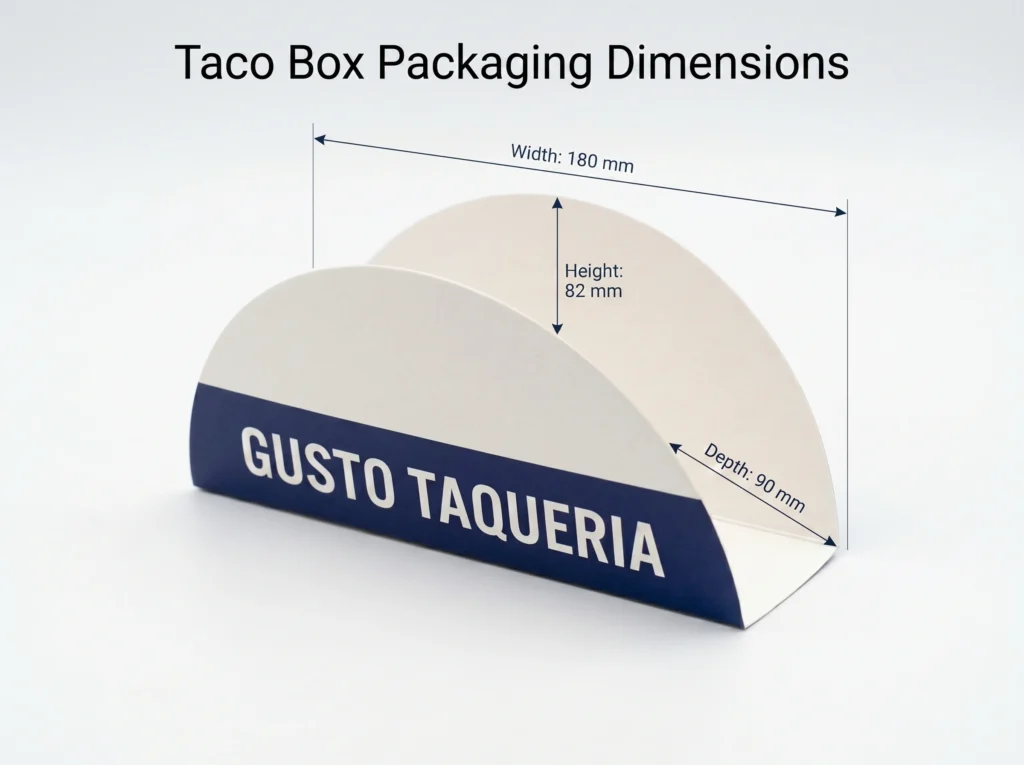 Taco Box Packaging Dimensions