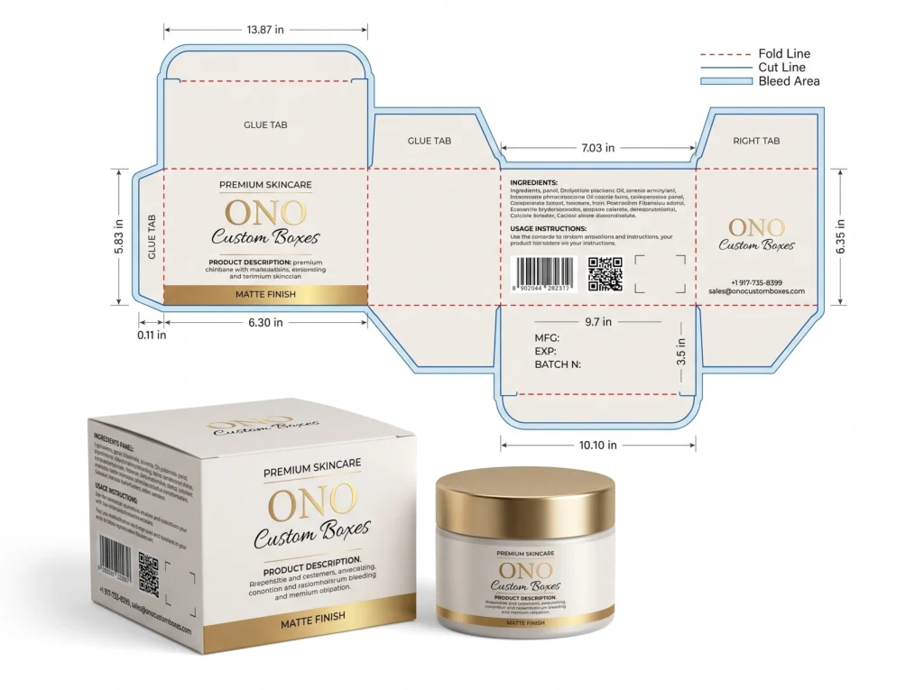 Cream Box Packaging Dimensions