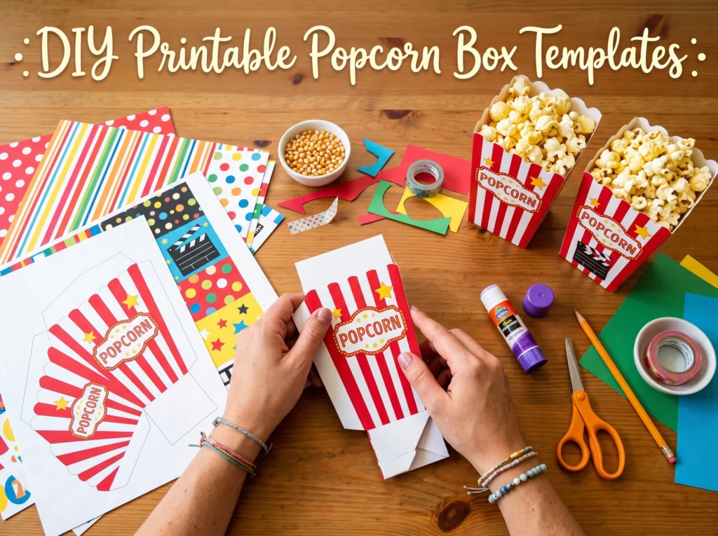 DIY Printable Popcorn Box Templates