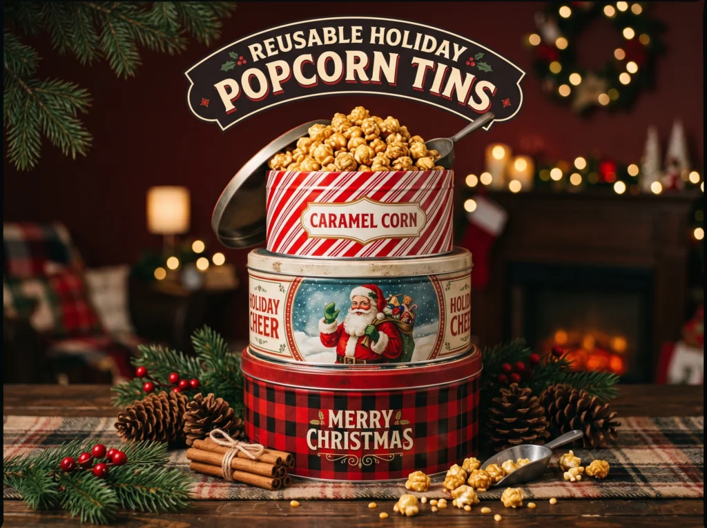 Reusable Holiday Popcorn Tins
