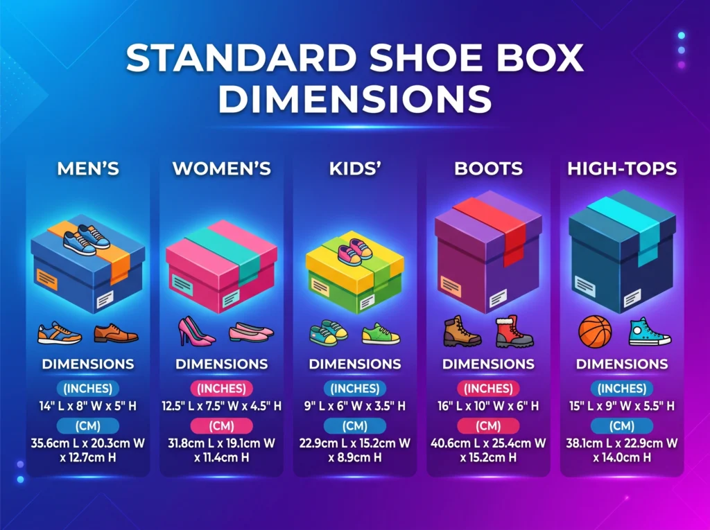Standard Shoe Box Dimensions Chart