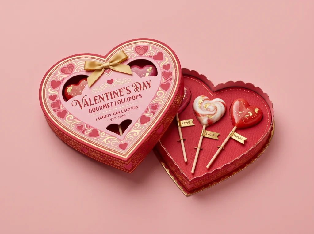 Heart-Shaped Valentine Lollipop Packaging